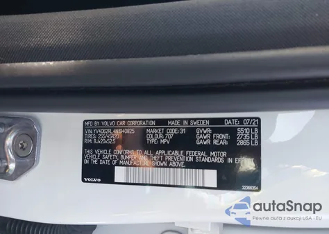 2022 Volvo Xc60 B6 Inscription из США, поврежденный, VIN YV4062RL4N1940825